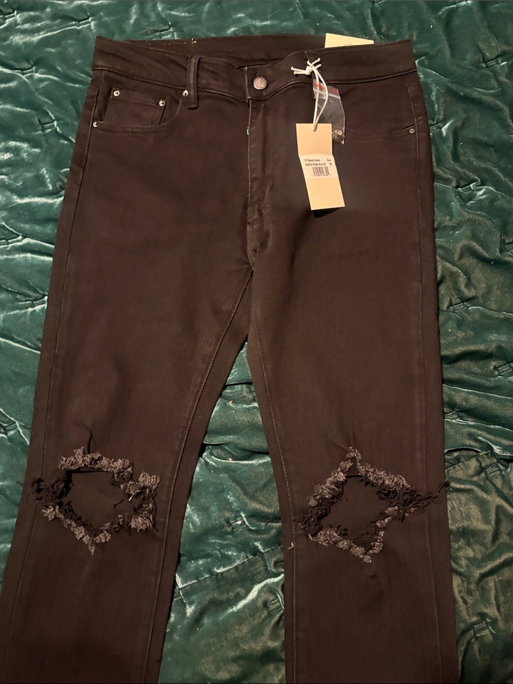 MNML Men's Black Skinny Ripped Knee Jeans
